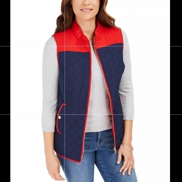 NWT Charter Club Color blocked Quilted Vest Size S - Picture 1 of 16